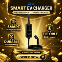 Chargeur EV AC Deye 11kW 22kW Type B IP66 pour utilisation en extérieur, protection contre les fuites, communication longue portée LoRa, fonctionnement hors ligne EVSE