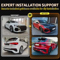 Kit carrosserie en fibre de carbone sèche préimprégnée compatible Audi RS3 2021-2023, style PK, pièces de modification extérieure : lèvre de pare-chocs avant, aileron de toit