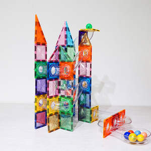 Magnescape 106 pezzo Set di blocchi magnetici in plastica blocchi per bambini pista di auto e mattonelle di corsa in marmo con palla - Product Image 3