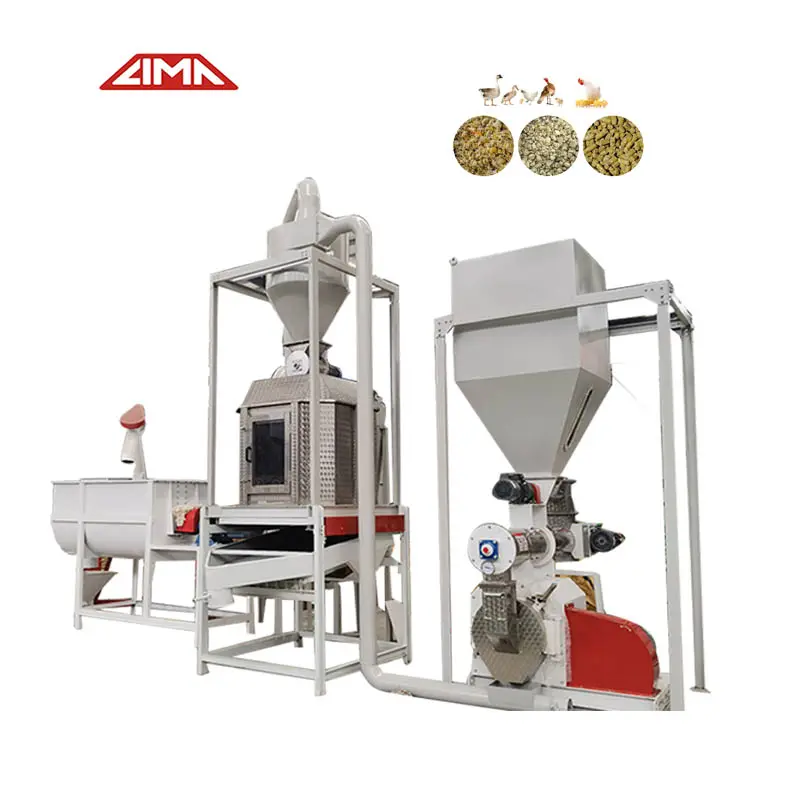 Linha de produção automática de ração animal LIMA 55kw 1 tonelada por hora, peixe, gado, máquina de processamento de ração de galinha, animal de estimação, conjunto completo