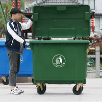 Poubelle en plastique de grande capacité de 660 litres, bac à ordures avec couvercle, robuste, pour le traitement des déchets sur les chantiers de construction