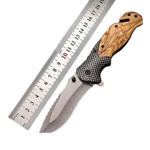 Vente chaude Tactique En Acier Inoxydable Pliant Lame Couteau En Plein Air Manche En Bois Couteau De Poche Laser pour Camping Survie - Product Image 3