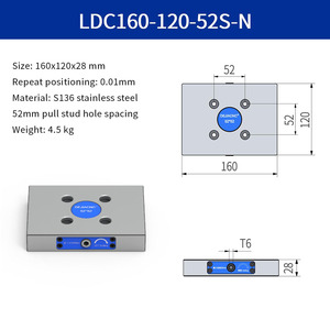 Plaque de changement <span class=keywords><strong>rapide</strong></span> LDC160-120-52S 52mm à point zéro pour axes 4 et 5, pour centre d'usinage CNC, haute précision, haute vitesse - Product Image 6