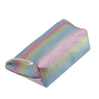 Usine Personnalisé Arc-En-Ciel Paillettes Cosmétique Organisateur De Toilette Sac avec Bracelet De Mode Coloré Maquillage Poche de Tirette avec Logo