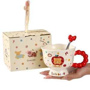 Wholesale High Quality Personalized Cute Puppy Ceramic <b>Cup</b> Father's Day Graduation Colorful English Letter Stacked Spoon - Product Image 1
