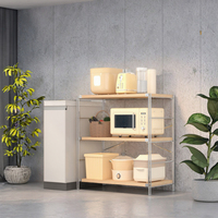 Étagère de rangement multifonctionnelle pour armoire de cuisine, organisateur à 3 niveaux, plateau en bois de manguier, capacité de charge de 30 kg, pieds réglables pour