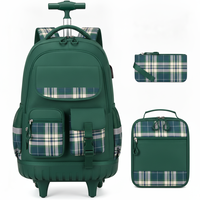 Ensemble de sac à dos à roulettes pour enfants 3-en-1 personnalisé, unisexe, imperméable, durable, avec sac à lunch et trousse à crayons