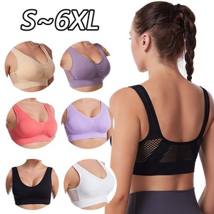 Soutiens-gorge <span class=keywords><strong>de</strong></span> sport sans couture <span class=keywords><strong>grande</strong></span> <span class=keywords><strong>taille</strong></span> anti-affaissement sans armatures pour yoga, entraînement et gym, sous-vêtements 6XL, débardeurs dos nageur, soutien-gorge push-up - Product Image 3