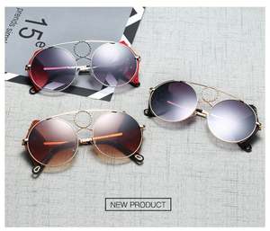 Gafas de Sol Circulares de Metal Estilo Punk Vintage 2019 con Protección Lateral de Cuero, Gafas de Sol Steampunk, Oculos De Sol - Product Image 5