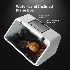 Aquarium transparent pour tortues avec rampe, terrarium amphibie pour reptiles, facile à vidanger et anti-évasion pour tortues aquatiques et petits animaux - Product Image 5