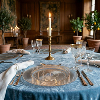 Assiette de présentation en verre raffiné transparent pour la décoration de galas de mariage, assiette de service transparente polie pour réceptions et fêtes