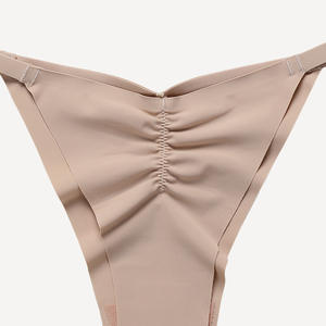 卸売カスタム女性しわデザイナーブランドアイスシルクワンピースタンガス下着トレースレスシームレス女性ひもパンティー - Product Image 4