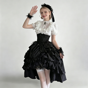 Set Abito Gotico Lolita, Gonna a Strati Stile Vittoriano, Costume <span class=keywords><strong>Cosplay</strong></span> <span class=keywords><strong>Anime</strong></span> per Donne, Festa di Halloween - Product Image 3