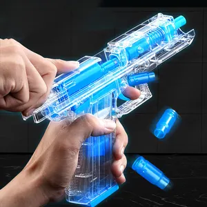 Pistola de espuma para dardos, pistola de brinquedo glock transparente luminosa para ejetar balas, pistola de espuma para dardos