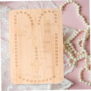 Plateau de rangement en bois naturel pour bijoux, design chapelet, forme carrée, organisateur de bureau, support pour bracelets et pendentifs - Product Image 2