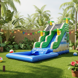 WINSUN Commercial Tropical Themed Inflatable Water Slide with Splash Pool Palm Tree Design for Kids Summer Outdoor Parties and R - Product Image 1