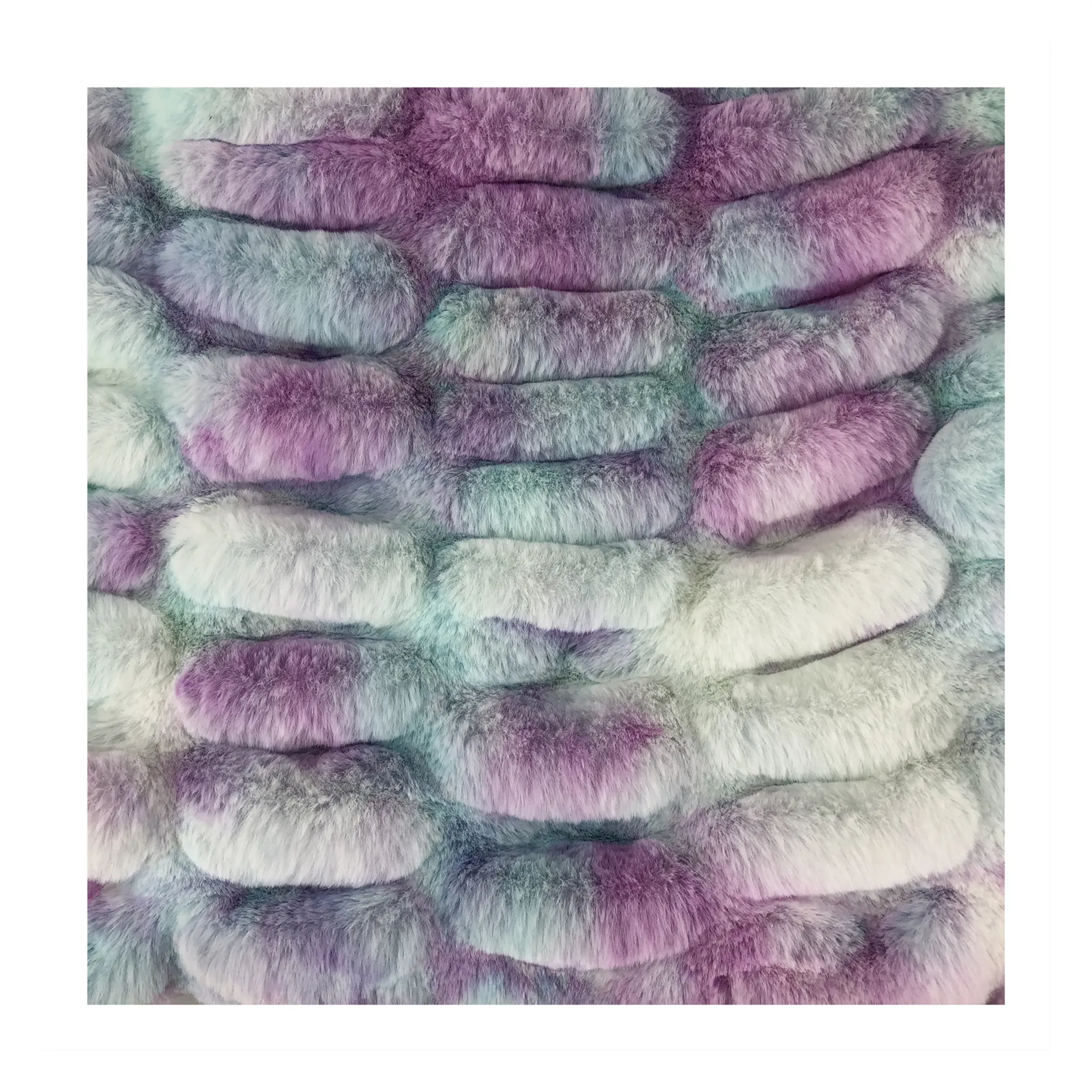 Cotton Candy Tie-dyed Spandex Rabbit Faux Fur Fabric Soft Bunny Fur for Garment/Hometextile/Toys