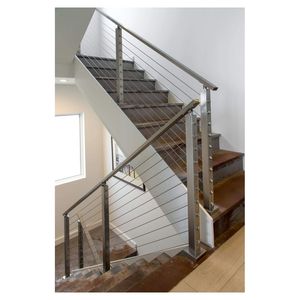Ace <span class=keywords><strong>Exterior</strong></span> Durable <span class=keywords><strong>Cable</strong></span> de acero inoxidable Barandilla de alambre Barandilla de escalera con pasamanos de madera o acero para casa - Product Image 1