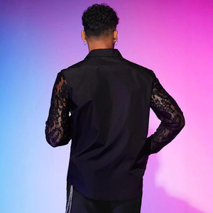 <span class=keywords><strong>Chemise</strong></span> à manches longues pour <span class=keywords><strong>homme</strong></span> avec <span class=keywords><strong>dentelle</strong></span>, tendance et sexy, style cool - Product Image 2