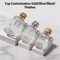 Vente en gros de flacons de parfum transparents à rayures verticales 10ml 30ml 40ml, design luxueux de haute qualité, flacon en verre avec vaporisateur, crème pour la peau, mascara
