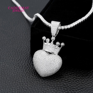 Cadermay Heart Pendant S925 Silver Moissanite Crown Charm Unisex Gift Jewelry - Product Image 4