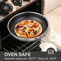 Ensemble de poêles et de sauteuses en acier inoxydable 304 triple couche antiadhésives à induction avec intérieur alvéolé, compatibles four, design moderne