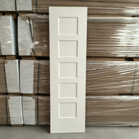 Porte en HDF moulé blanc apprêté 5 panneaux, style Shaker, feuille entière non découpée, plusieurs tailles de découpe interne pour les usines de portes aux États-Unis et au Canada