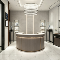 Design d'intérieur moderne pour bijouterie de luxe, vitrine de présentation de bijoux en verre sur mesure, solution complète pour la boutique