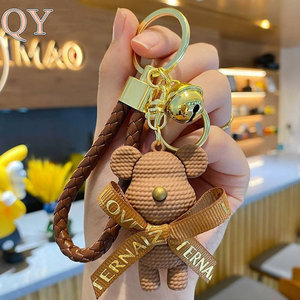 QY <b>Cute</b> Teddy <b>Bear</b> Keychain Kawaii Metal <b>Bear</b> Pendant Bow Bag Charm Key Ring Fashion Car Accessory Gift for Women - Product Image 4