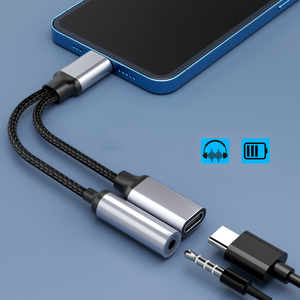 Câble audio universel 2.1 USB-C Type-C pour écouteurs, prise <span class=keywords><strong>jack</strong></span> 3,5 mm personnalisée, chargeur rapide PD60W, sortie DC, OTG, microphone, haut-parleur - Product Image 1