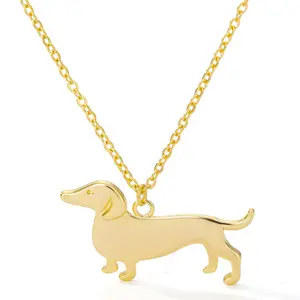 New Stainless Steel Necklace for Women Pet Puppy Cute Dog-shaped 18k Gold Plated Women's Pendant Necklaces Latest Design