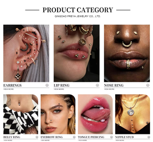 Bijoux de piercing tendance en cuivre et zircon, clous d'oreille et bijoux de corps en zircon bleu (croix, étoile, serpent, cœur) pour cartilage, vente en gros - Product Image 6