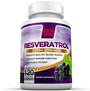 1200mg Potent Trans-Resveratrol Natural Antioxidant Supplement with Green Tea and Quercetin Promotes Heart Health Brain Function