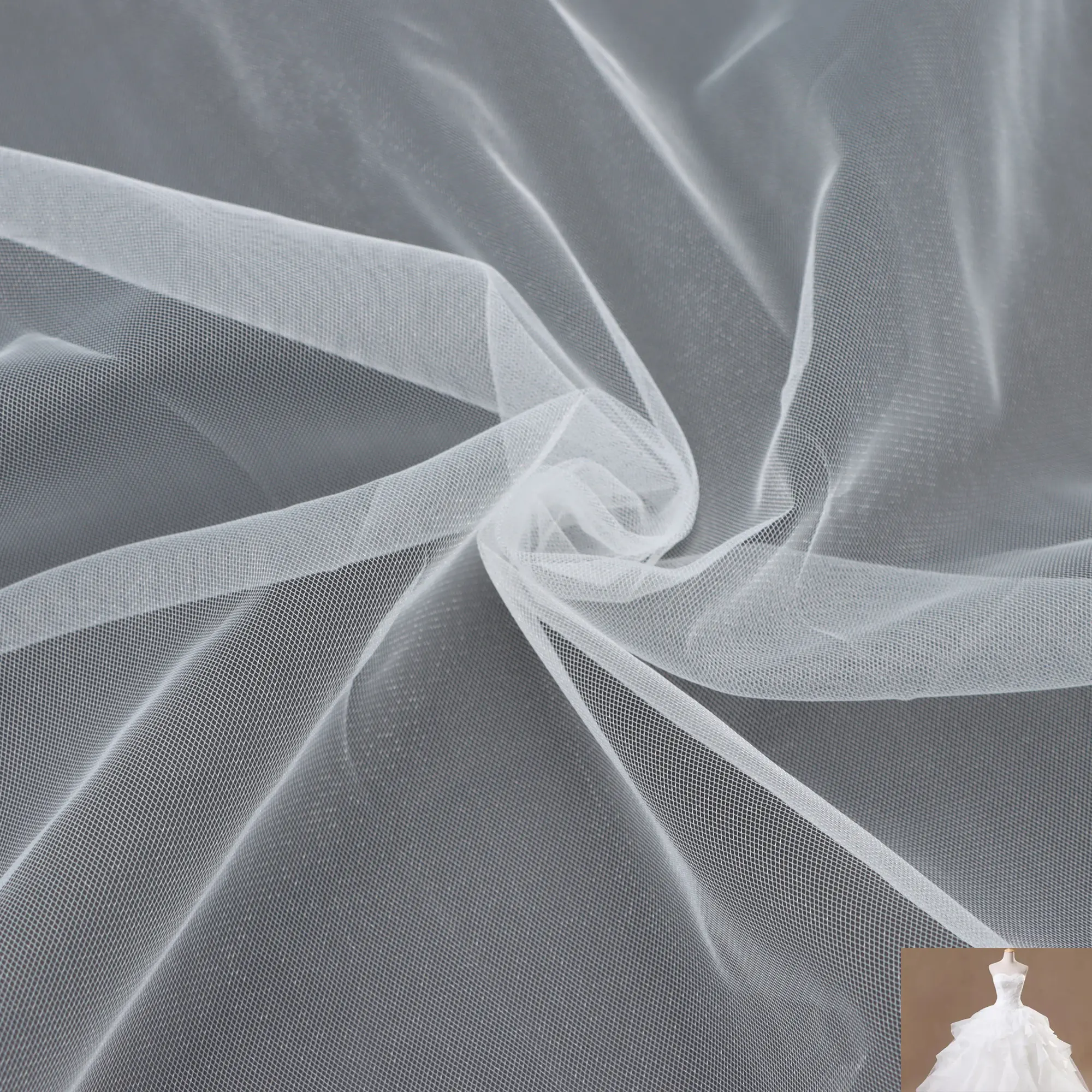 Nieuwe Designstof Textiel Grondstof Groothandel Zachte 100% Polyester Mesh Stof Voor Kleding Trouwjurk