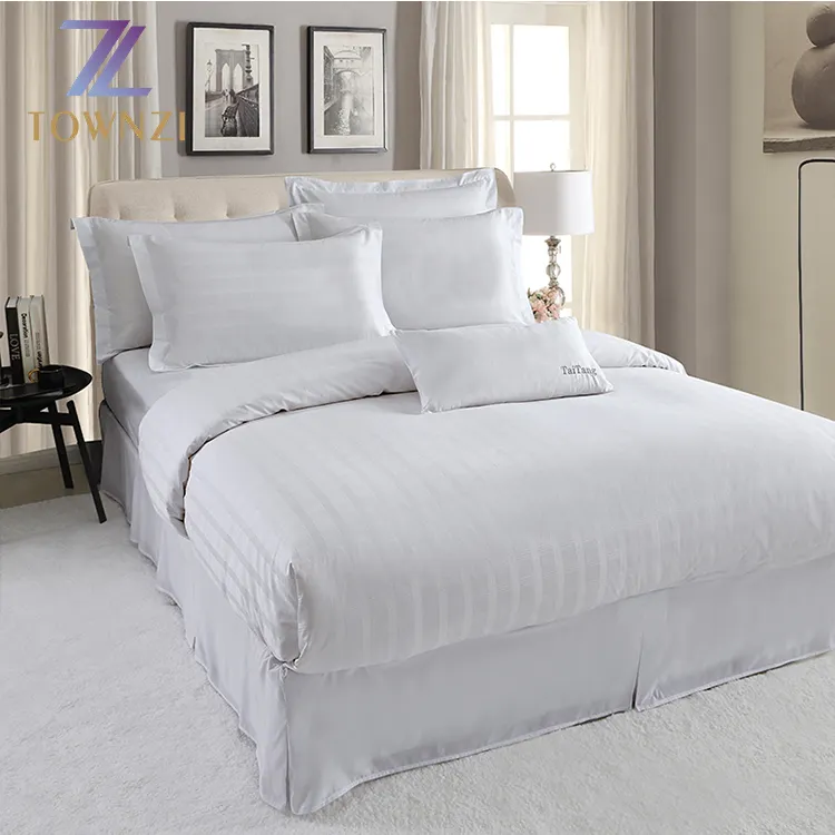 Pure White Hotel Textiel 100% Katoenen Beddengoed Set Queen King Size 4 Pc Effen Kleur Dekbedovertrek Laken Set