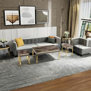 Juego de Mesa de Centro Convertible Moderno con Tapa de Mármol y Patas de Metal Dorado, Muebles para Sala de Estar, Uso Doméstico - Product Image 3