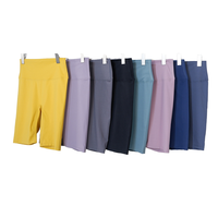 Short de motard taille haute pour femme Spandex bout à bout doux taille en V contrôle du ventre collants de gymnastique pour yoga athlétique course respirant