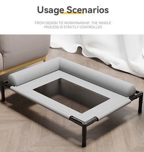 Groothandel Zomer Huisdierenbed Buiten Wasbaar Ademend Mesh Oxford Stof Verhoogd Kampeerbed Voor Kattenhond Effen Patroon Doos - Product Image 4
