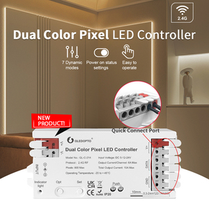 Bộ điều khiển đèn LED <span class=keywords><strong>Pixel</strong></span> hai màu Gledopto <span class=keywords><strong>2025</strong></span>, 7 hiệu ứng động, 2.4G RF, DC5-24V, tải tối đa 240W, phạm vi 30M, bảo hành 2 năm - Product Image 1