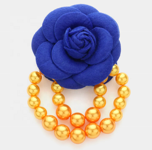 Sigma Gamma Rho hermandad chal Clips boda fiesta baile ramillete joyería <span class=keywords><strong>azul</strong></span> y oro <span class=keywords><strong>Camelia</strong></span> flor perlas broche alfileres - Product Image 1