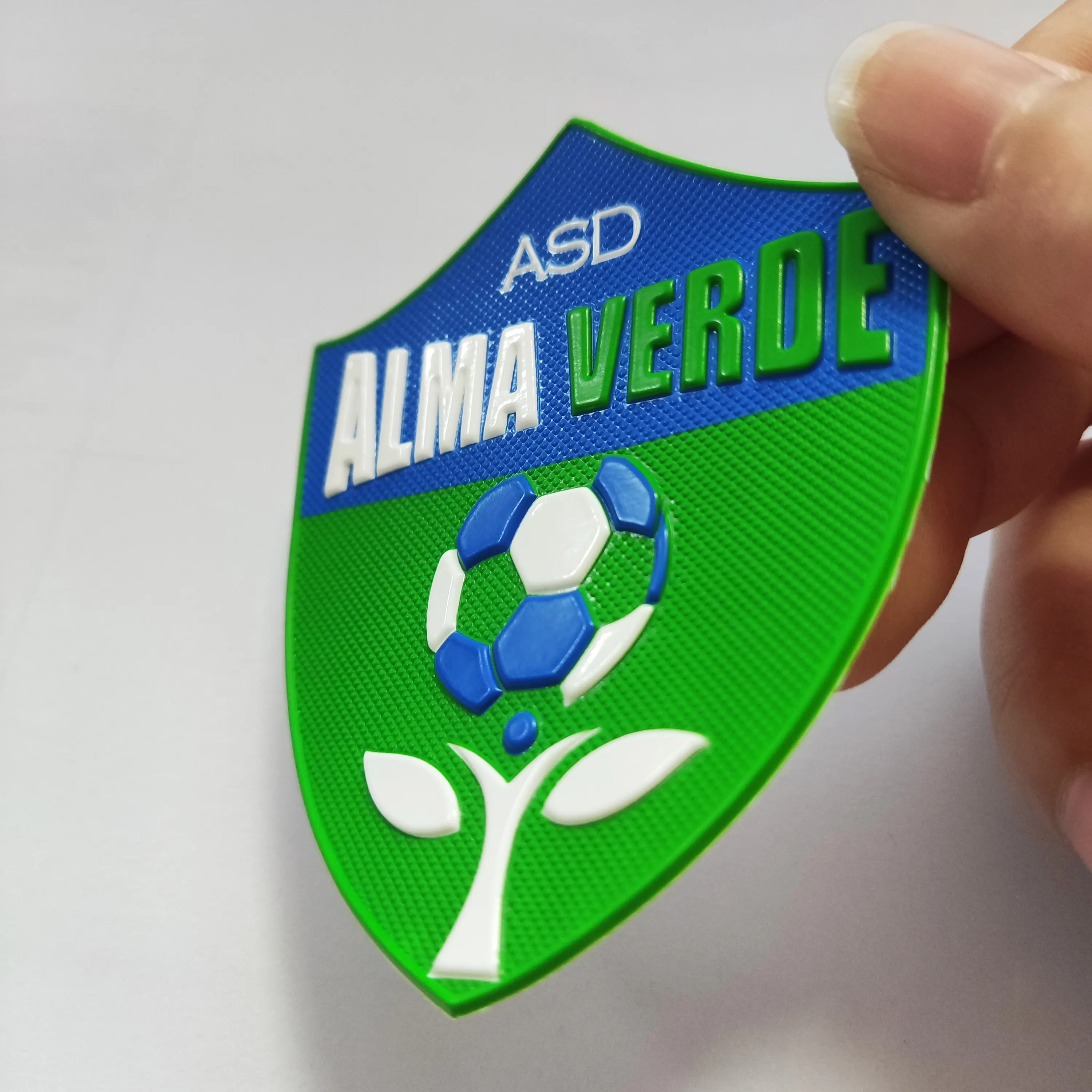 Custom Wholesale 3d Flock Tpu Voetbal Team Logo Warmte Overdracht Patch Voor Kleding Hoeden Ijzer Op Patches Badges