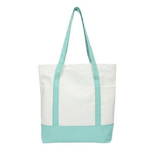 Bolsa de Compras Dobrável de Algodão com Impressão de Logo Personalizado e Bolso Plano em Branco com Zíper - Product Image 1