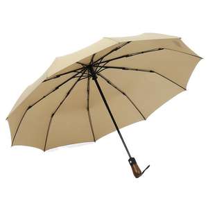 <span class=keywords><strong>Real</strong></span> <span class=keywords><strong>Star</strong></span> alta calidad lujo 280T pongee gran tamaño madera mango curvo auto Fold hombre paraguas - Product Image 5
