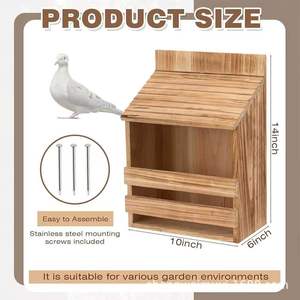 Nichoir en bois massif pour extérieur, à fixer au mur, pour pigeons, résistant à la pluie, mangeoire de taille moyenne, forme rectangulaire, durable - Product Image 4
