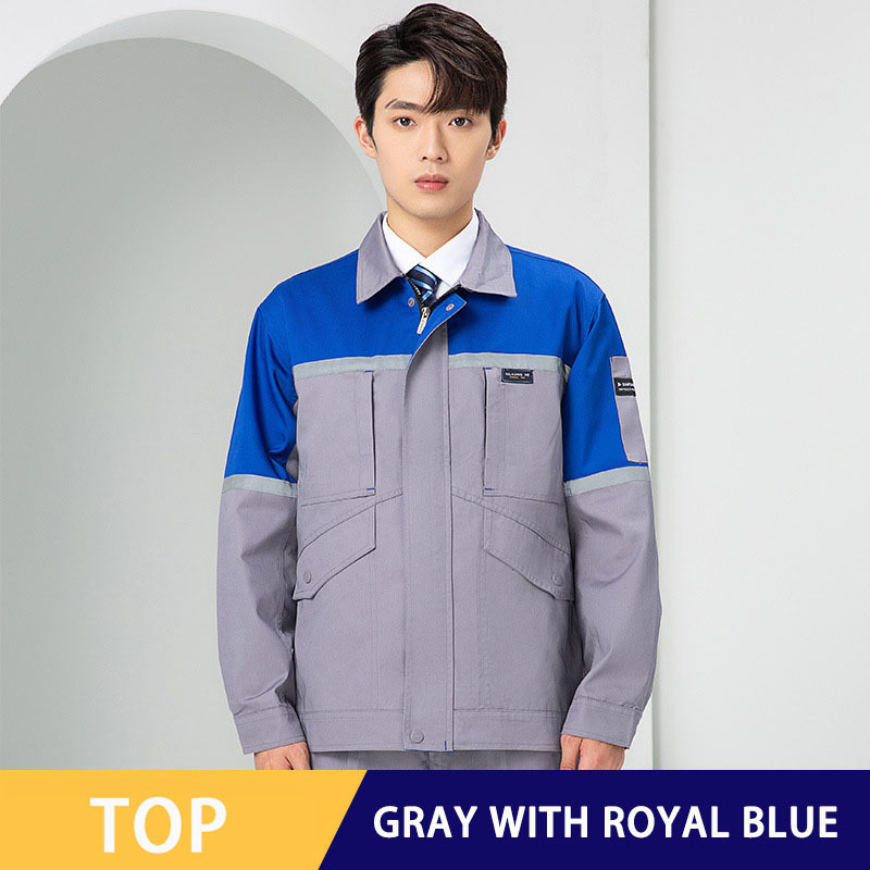 Top grigio e blu royal