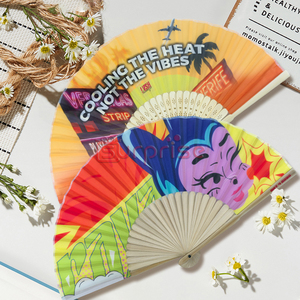 Wholesale Custom Printed Bamboo Folding Paper Fan Hand Fan for Favors & Gifts Printed Bamboo Crafts