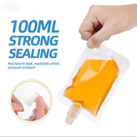 Sacs à buse en plastique transparent avec logo imprimé personnalisé 100ml-500ml en stock Pochette debout avec caractéristiques de sécurité Lait Boissons