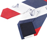 Cravates pour hommes en soie 100% tissée sur mesure, à rayures rouge, blanc et bleu, thème voiliers et marine, pour la vente en gros aux entreprises