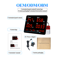 Detector de Calidad del Aire de Pared, Monitor de CO2, TVOC, Temperatura y Humedad con Alarma de Sonido y Luz Externa para Uso Comercial y en Oficinas