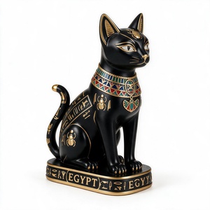 Décoration créative en résine rétro, motif chat noir égyptien, dieu du chat, texte égyptien, pour la maison, le bureau ou l'entrée, vente en gros - Product Image 1